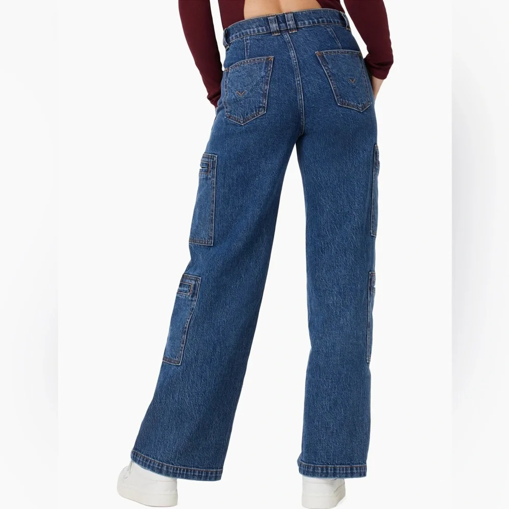 HUDSON Women’s High Rise Cargo Wide Leg Denim Jeans Blue 27 NWT - Picture 2 of 16